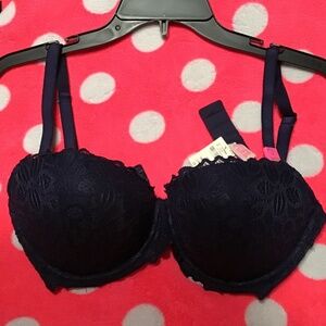 Gorgeous Victoria’s Secret Pink Pushup 34DD, Navy Lace, convertible straps, NWT
